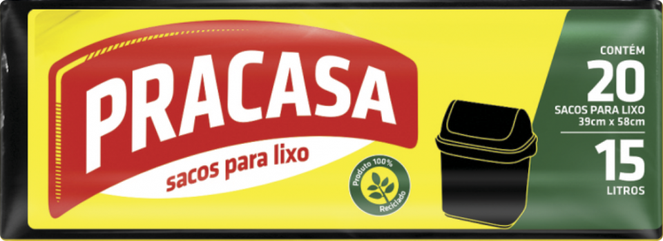 PRACASA - Sacos para Lixo 15 litros com 20 Sacos | Fardo com 25 rolos Cód. EAN 7896167700241 