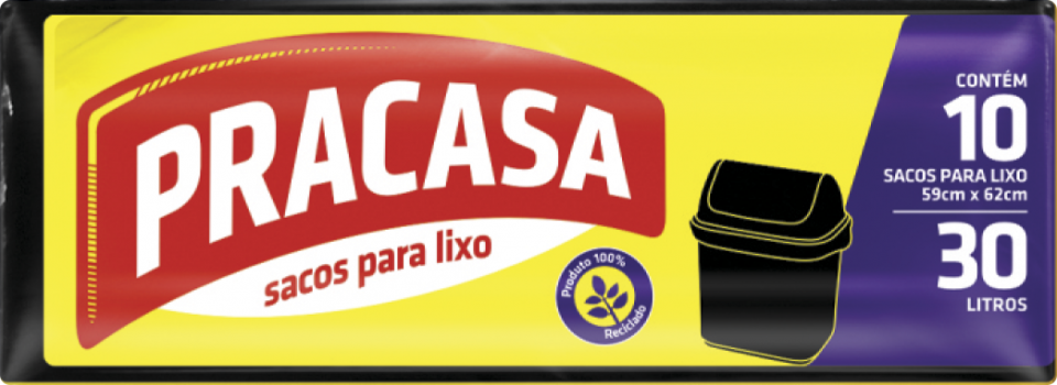 PRACASA - Sacos para Lixo 30 litros com 10 Sacos | Fardo com 25 rolos Cód. EAN 7896167700258 