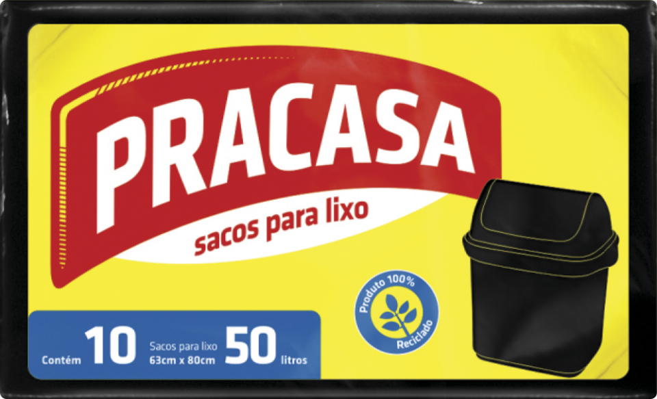 PRACASA - Sacos para Lixo 50 litros com 10 Sacos | Fardo com 25 pacotes Cód. EAN 7896167700036 