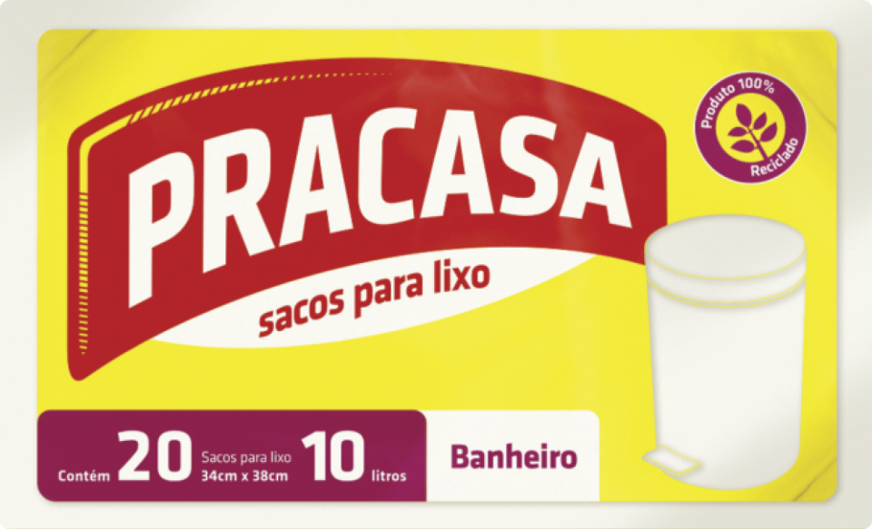 PRACASA - Sacos para Lixo 10 litros com 20 Sacos | Fardo com 25 pacotes Cód. EAN 7896167700128 