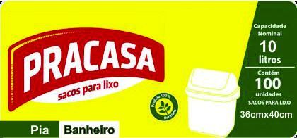 PRACASA - Sacos para Lixo 10 litros com 100 Sacos | Fardo com 10 rolos Cód. EAN 7896167710240 